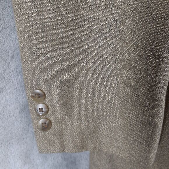 Trieste Blazer Mens 40R Tan Silk Wool 3 Button Jacket Office Dress Business - Picture 10 of 13